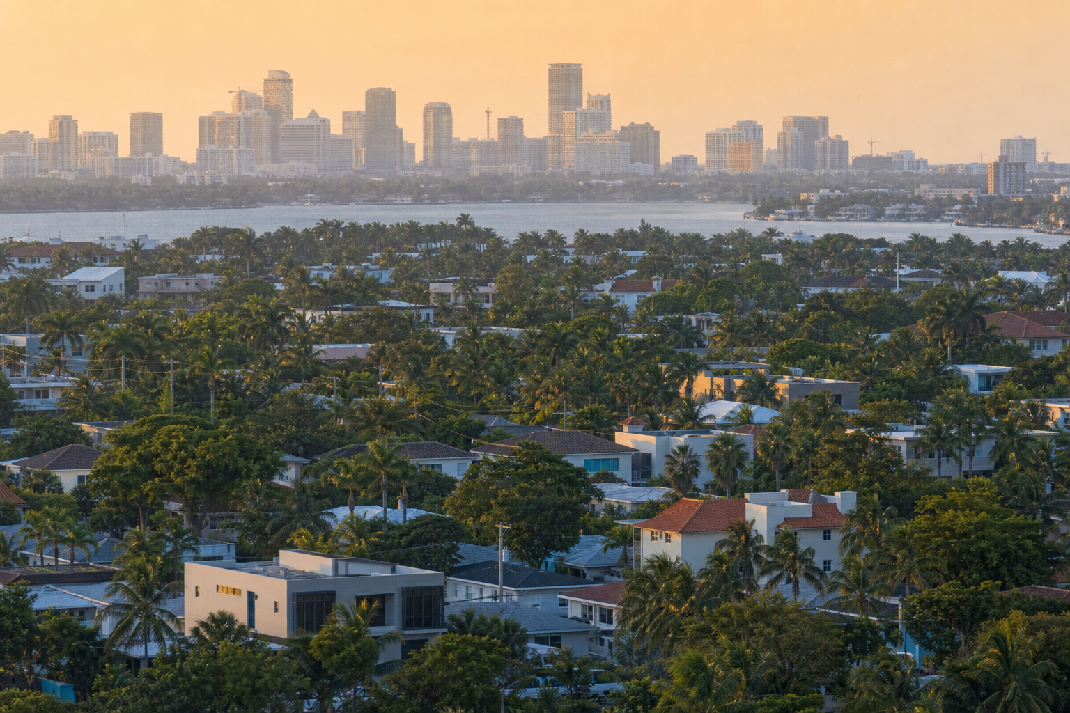 The city skyline rising beyond residential streets in Greater Fort Lauderdale, FL — Buyer's Market