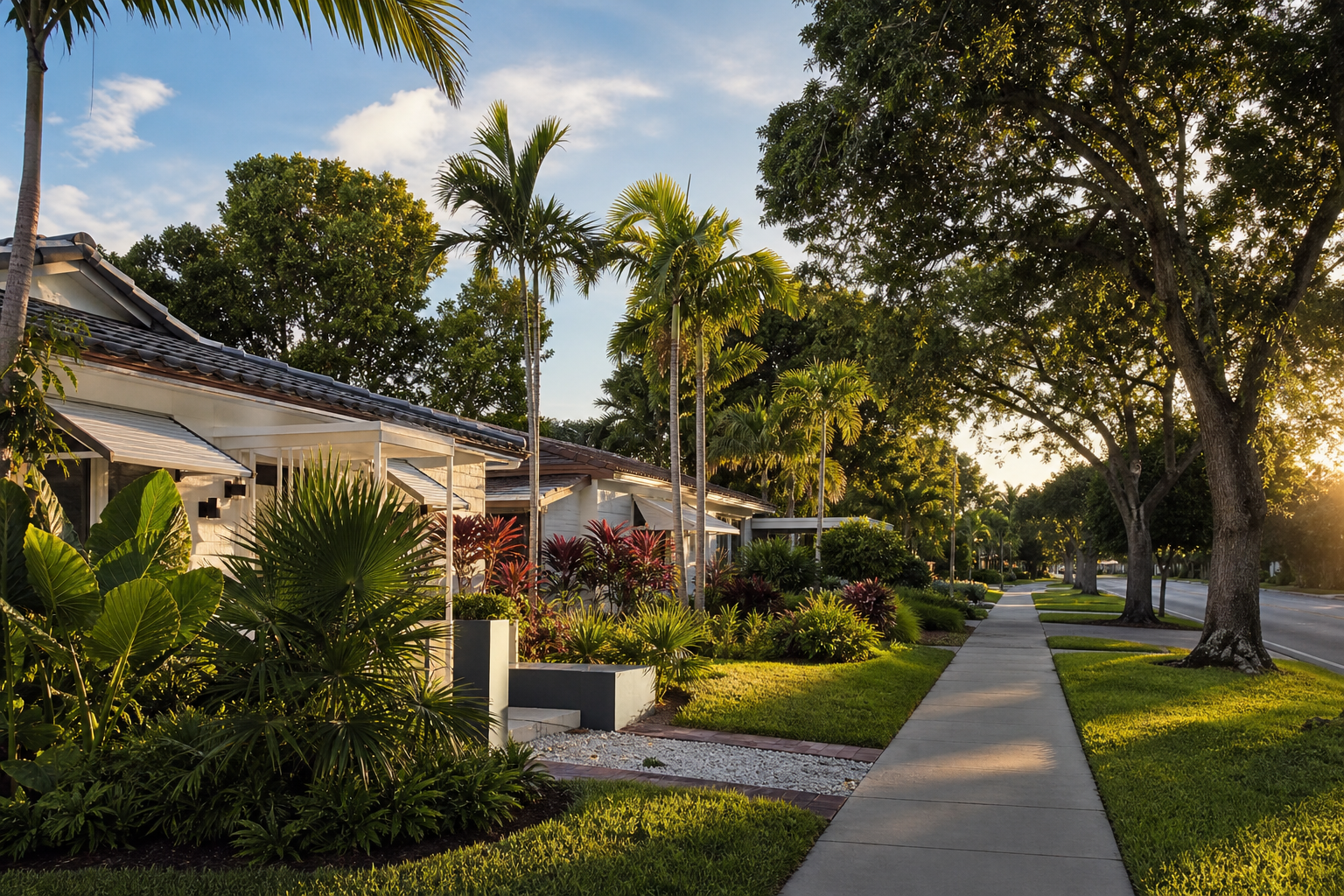A tree-lined residential street in Greater Fort Lauderdale, FL — Broward County