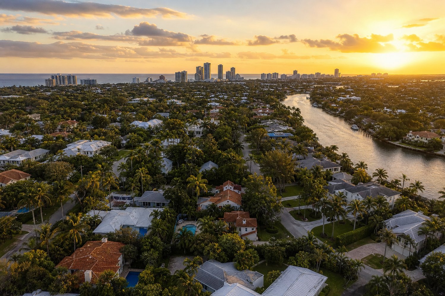 An aerial view across a residential neighborhood in Victoria Park, FL — Park's Real Estate Renaissance